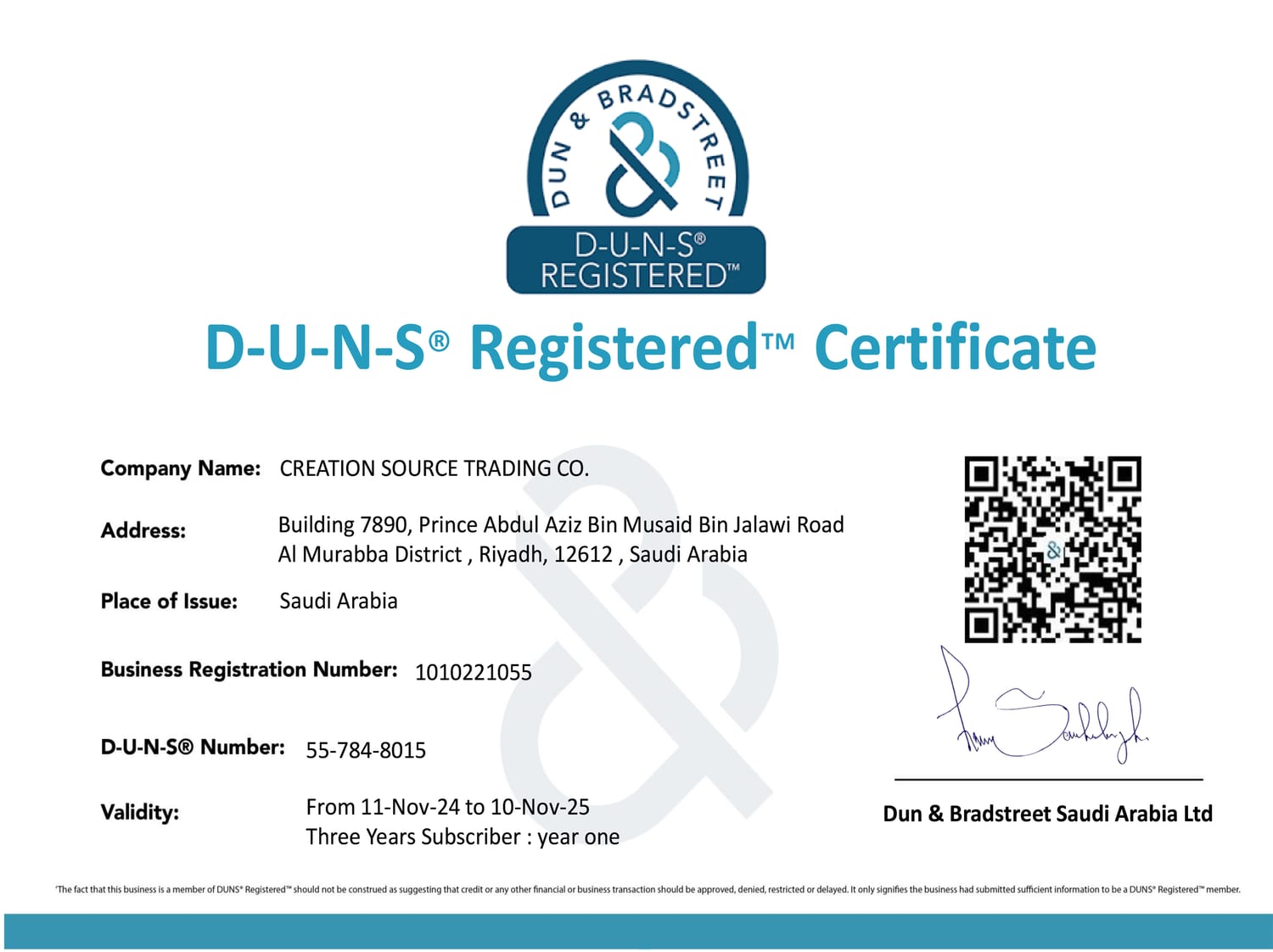 DUNS Certificate Trading