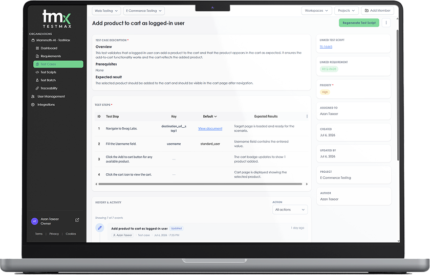 TestMax platform dashboard preview